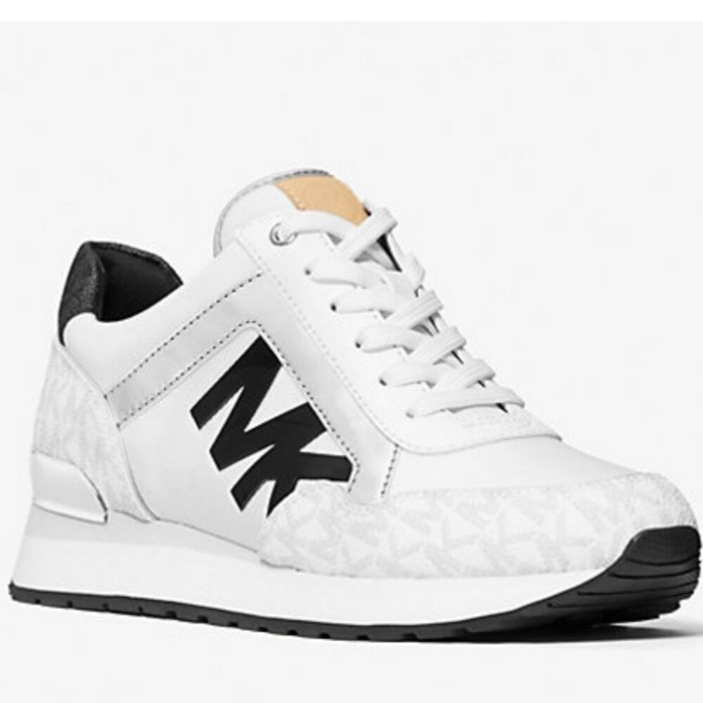 Michael Kors Maddy Two-Tone Logo Trainer Athletic Sneaker Shoe Sz 9.5M